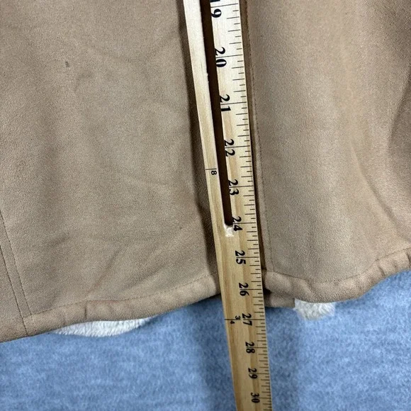 Talbots Faux Suede Fur Jacket S Rancher Coat Tan Barn Western Classic Cowgirl - Picture 13 of 16